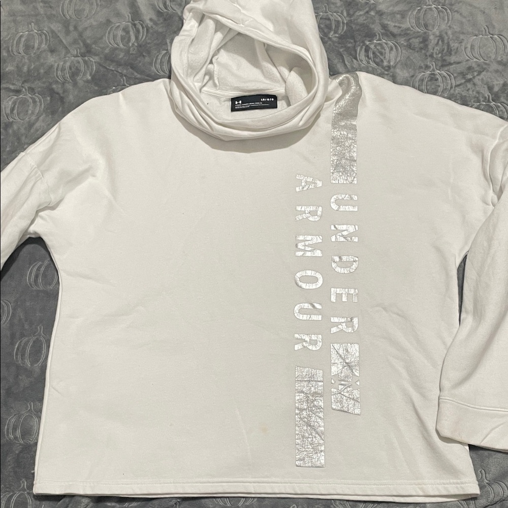 Under Armour White Sweater with Silver Logo